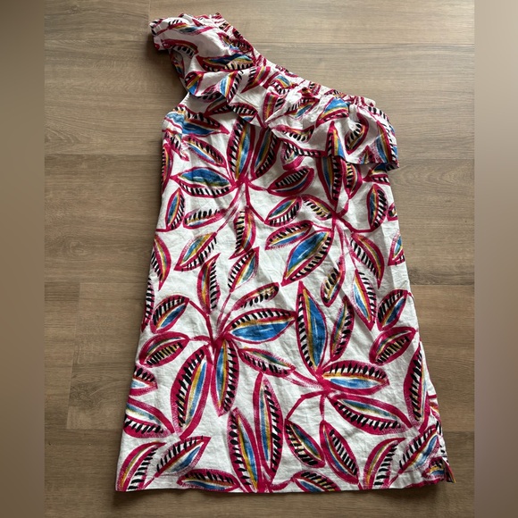 J. Crew Factory Dresses & Skirts - J. Crew One Shoulder Linen blend Ruffle Dress